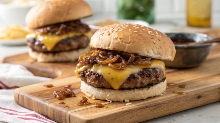Teriyaki Parmesan Burgers with American Cheese