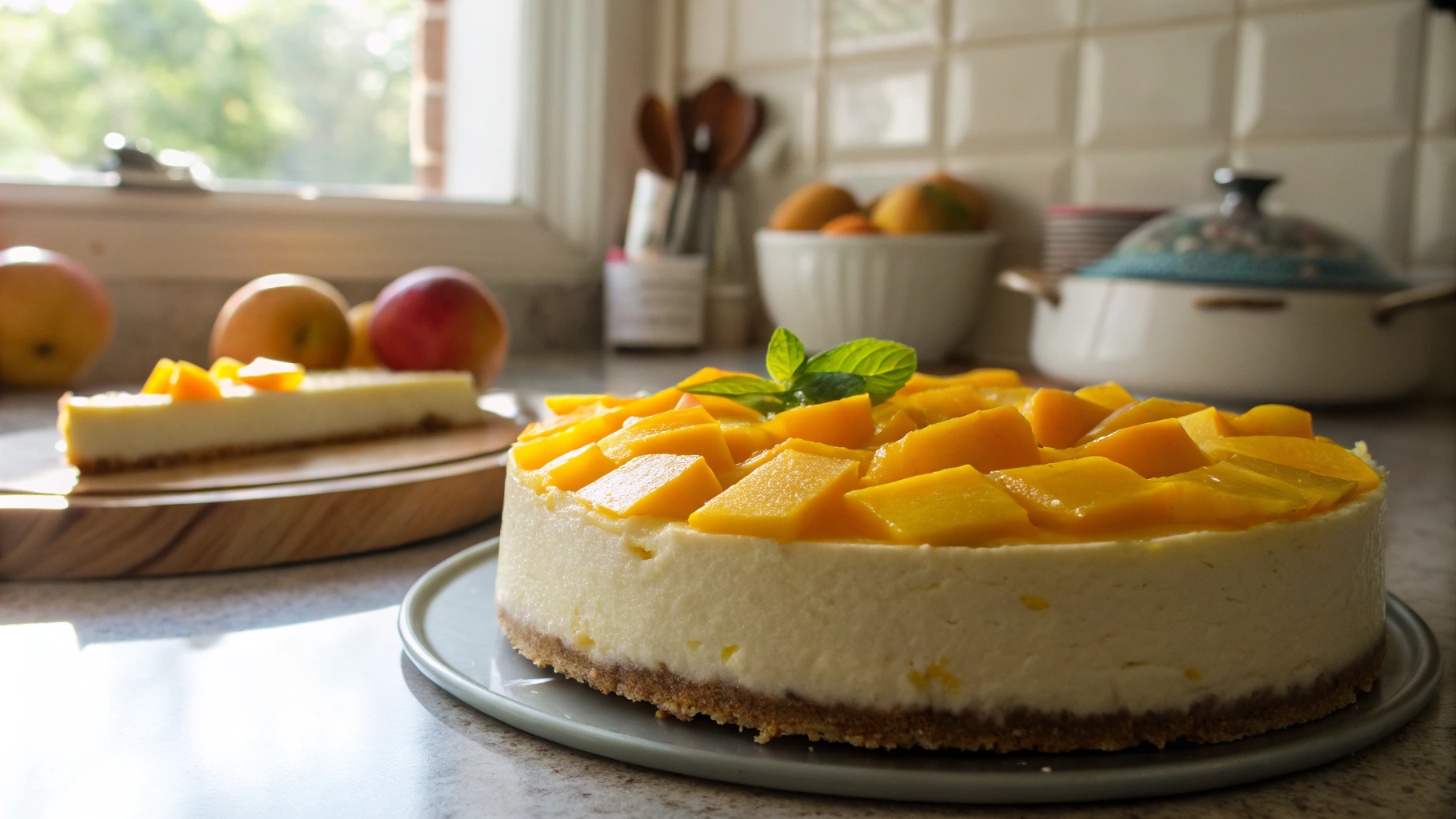 Unbaked Cheese and Mango Cake