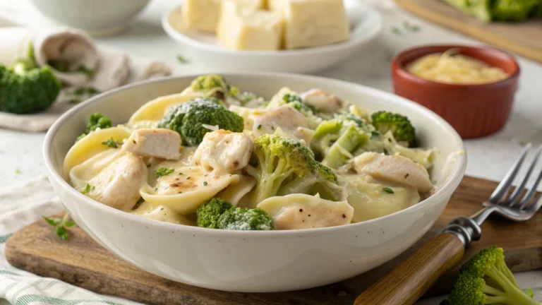 Creamy Garlic Parmesan Tortellini with Chicken and Broccoli