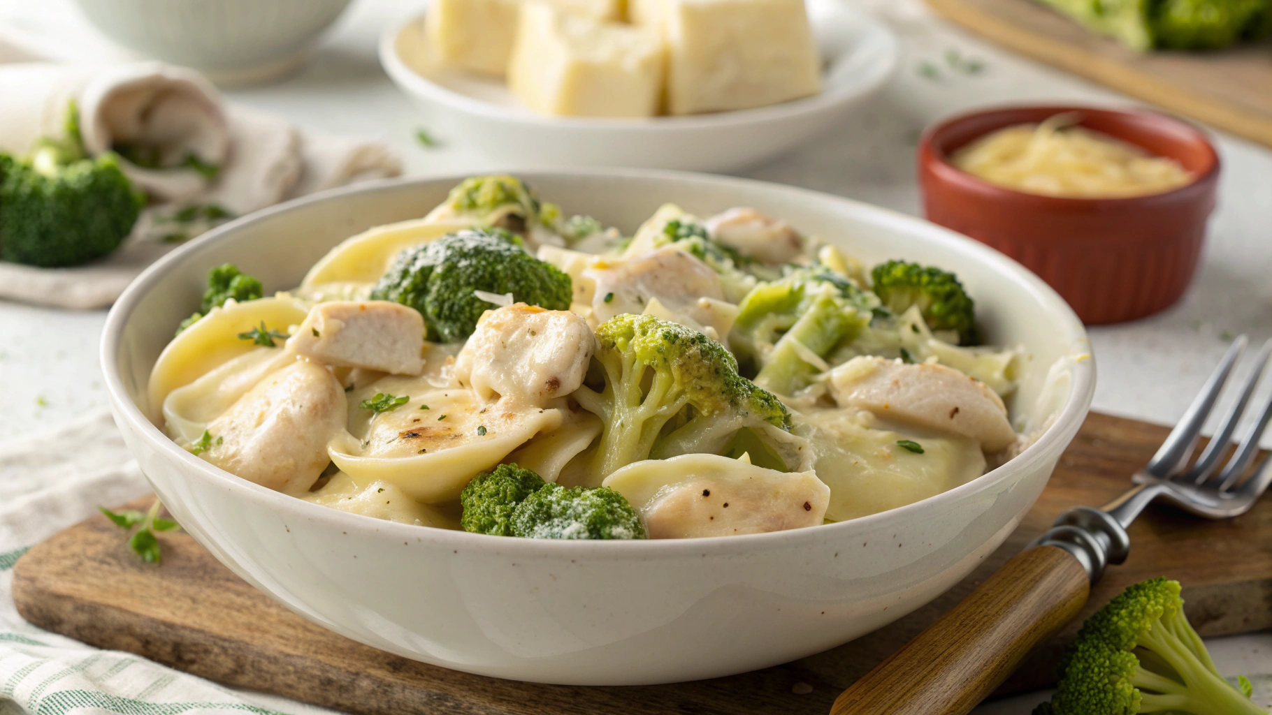 Creamy Garlic Parmesan Tortellini with Chicken and Broccoli