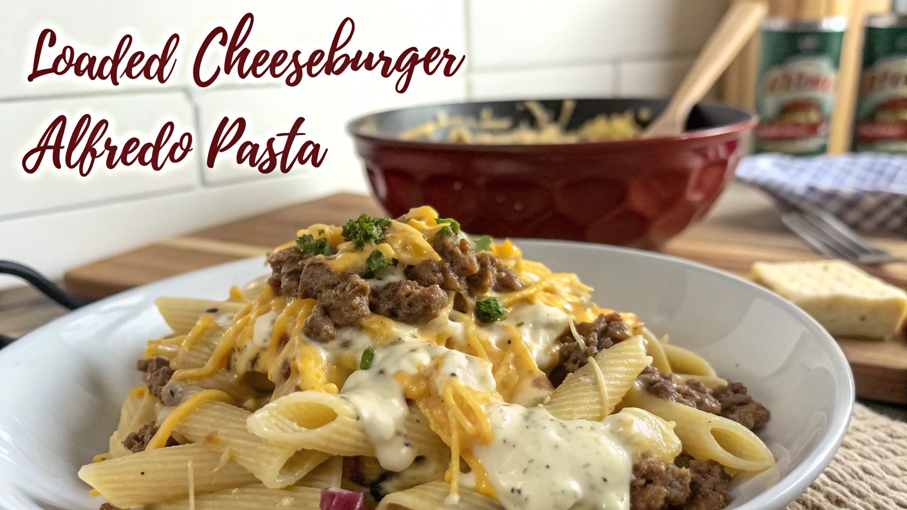 Loaded Cheeseburger Alfredo Pasta