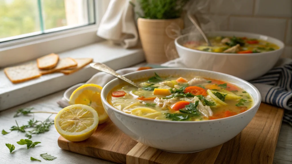 Mediterranean Lemon Chicken Soup