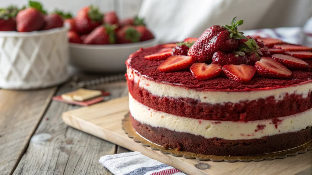 Red Velvet Strawberry Cheesecake