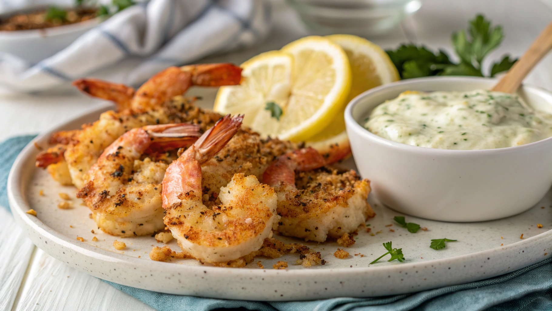 Spicy Garlic Parmesan Grilled Shrimp with LemonHerb Aioli