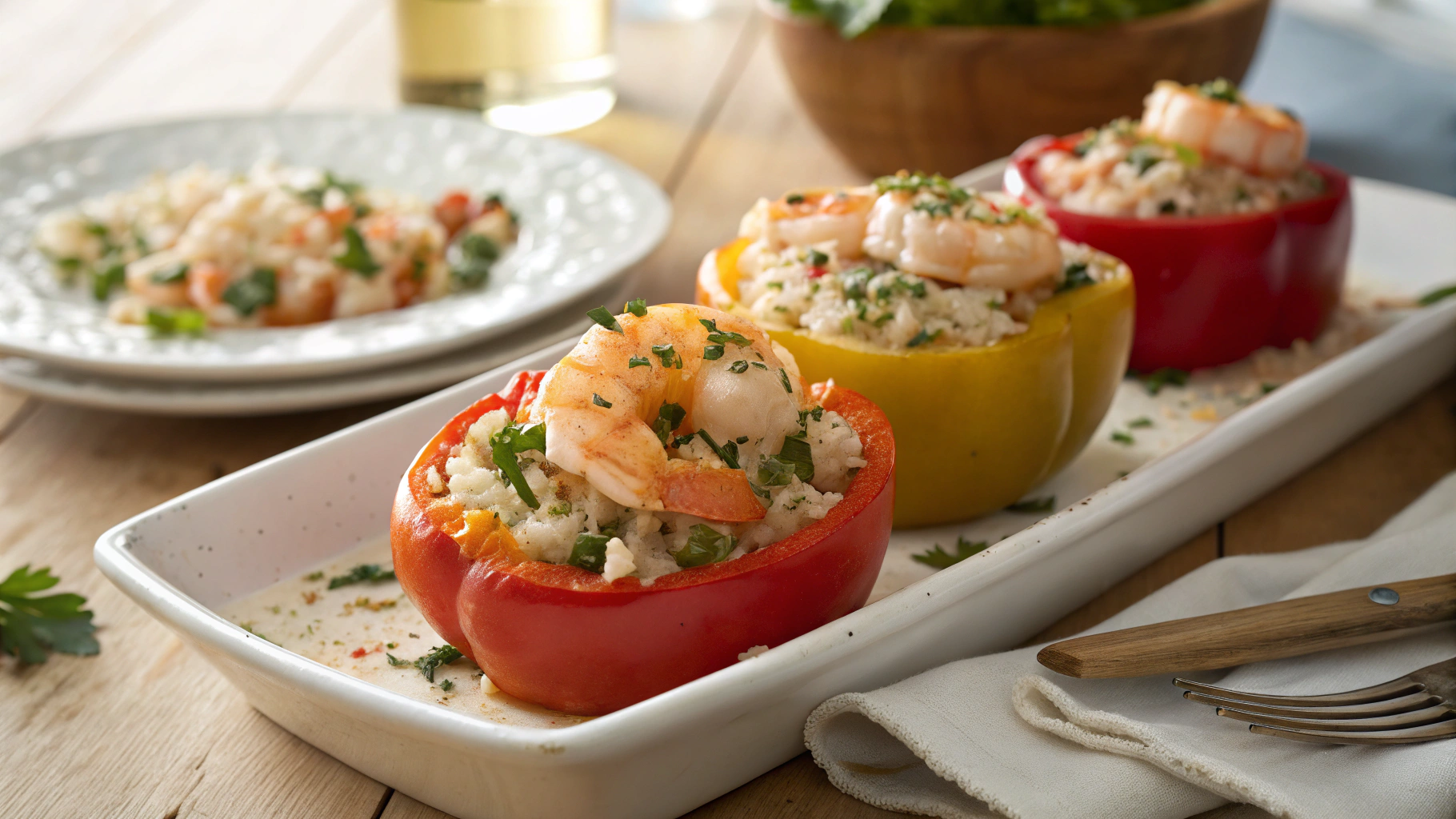 Crab and Shrimp Stuffed Bell Peppers