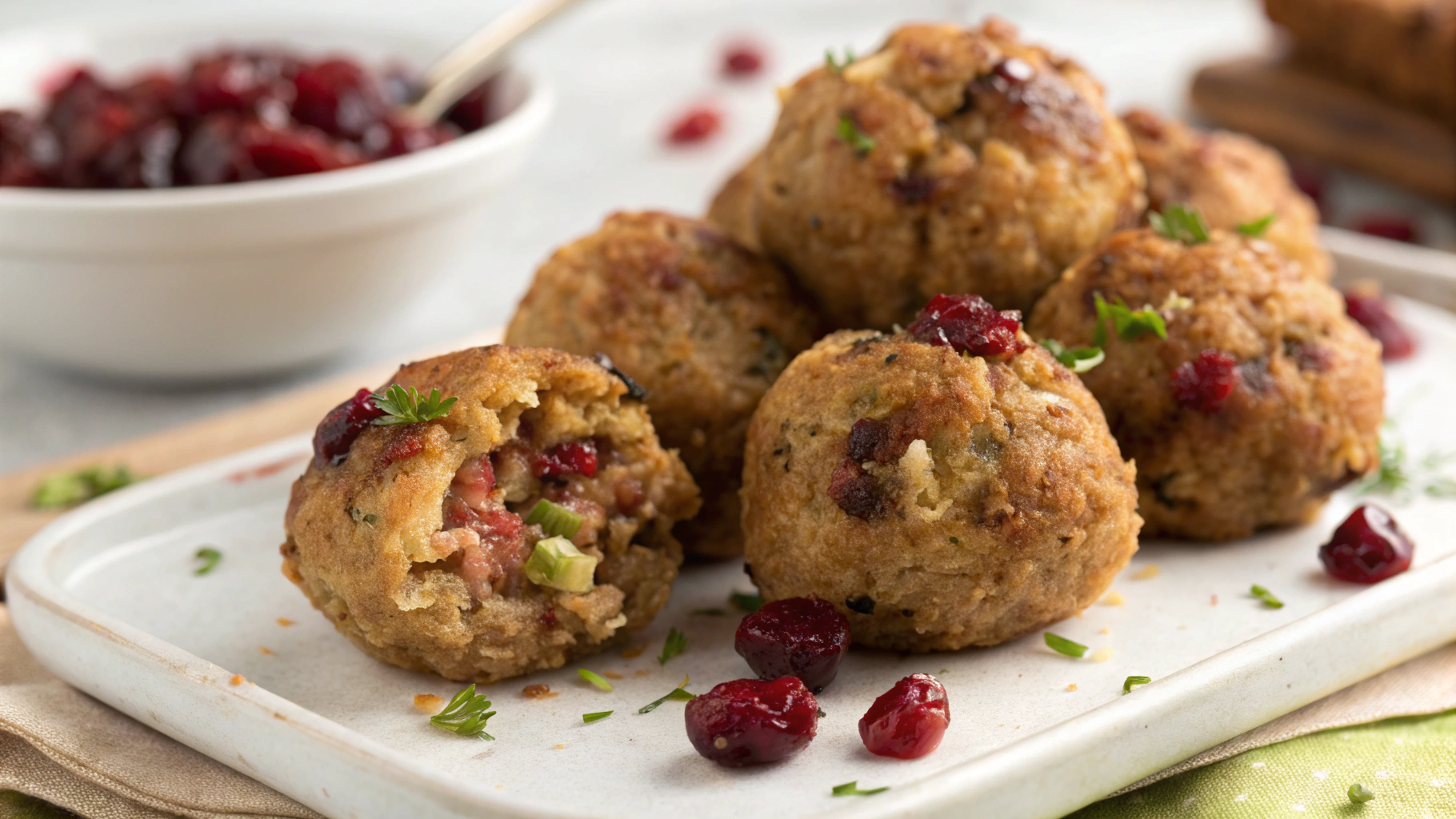Cranberry Turkey Stuffing Balls