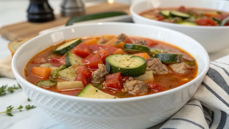 Healthy Zucchini Tomato Italian Sausage Soup