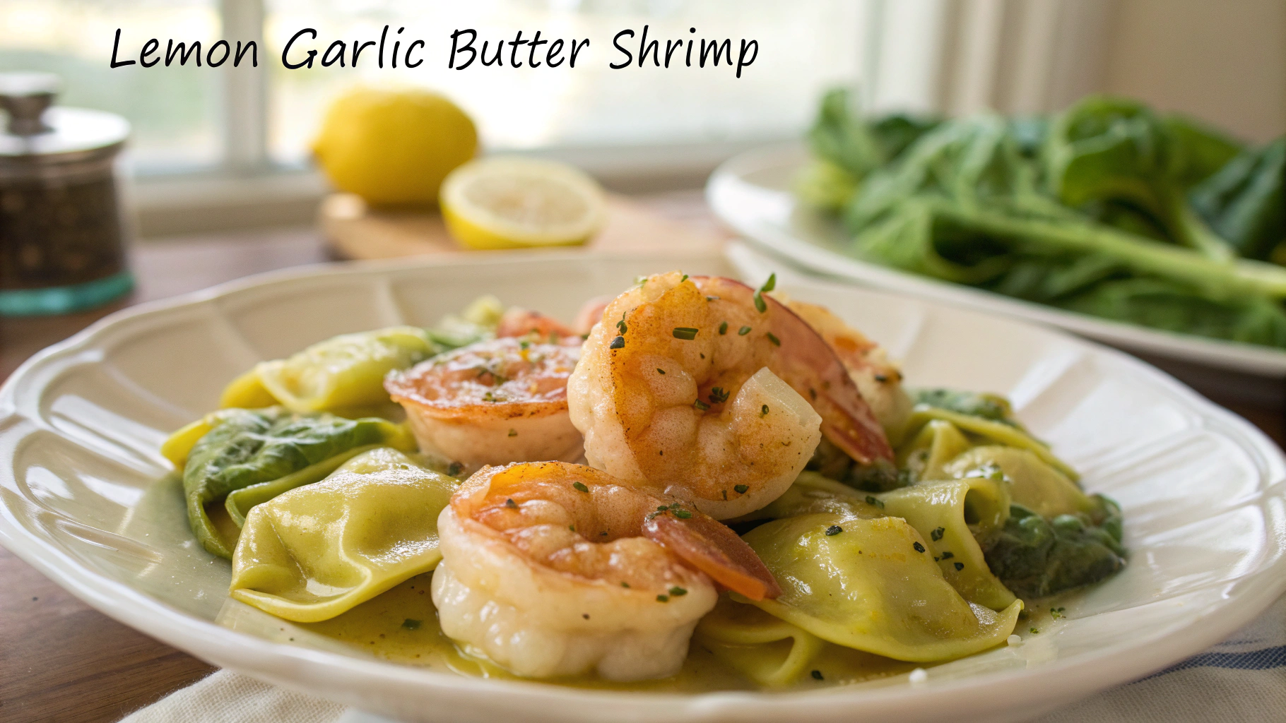 Lemon Garlic Butter Shrimp and Spinach Tortellini