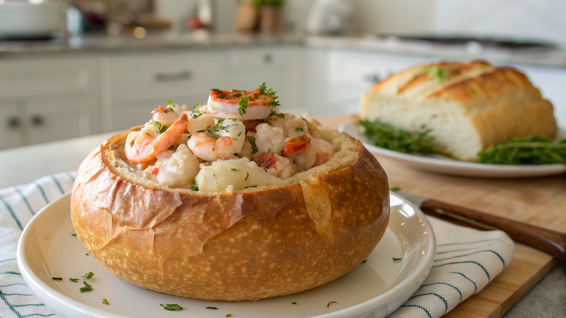Savory Stuffed Seafood Bread Bowl