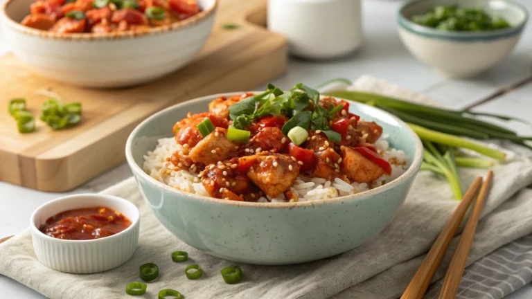 Spicy Chicken Rice Bowls with Chili Garlic Sauce