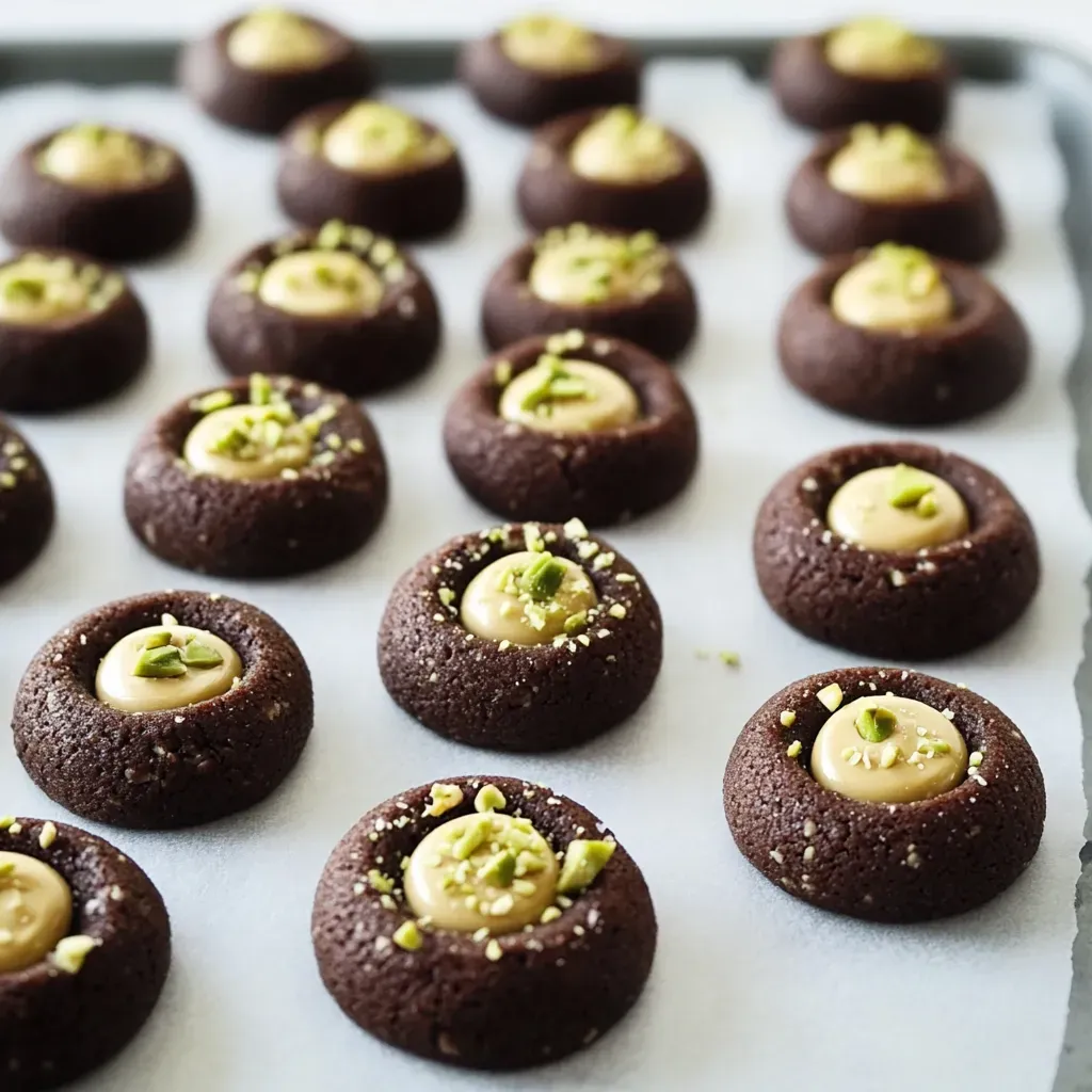 Decadent Chocolate Pistachio Thumbprint Cookies