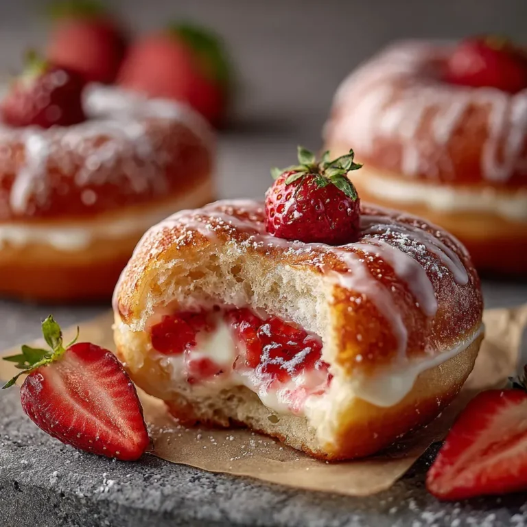 Decadent Strawberry Cheesecake Filled Donuts