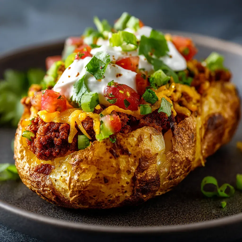 Delicious Taco Potatoes Loaded with Beef - Recipe