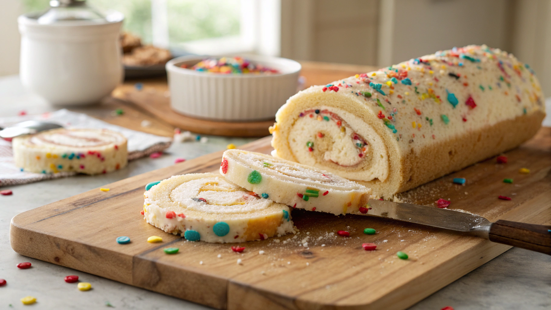 Funfetti Surprise Cookie Dough Swirl Roll