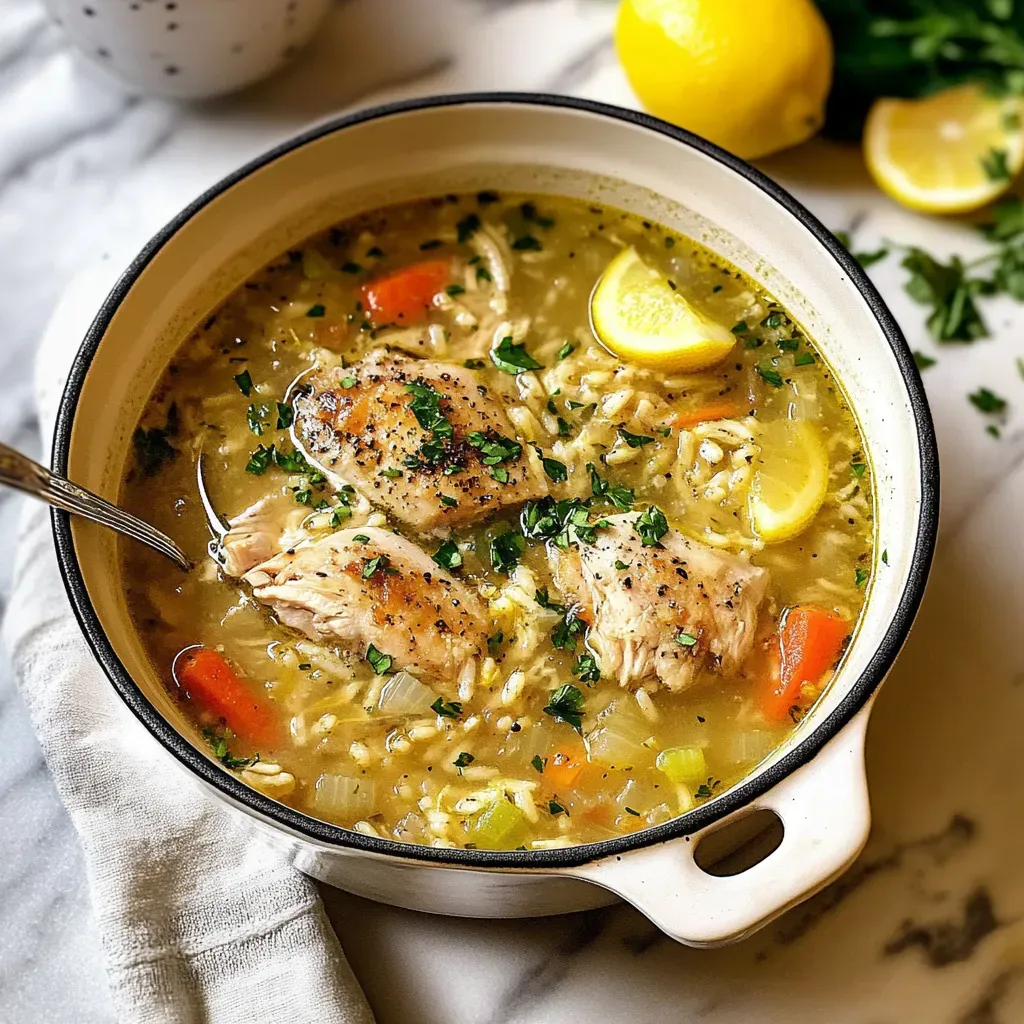 Lemony Greek Avgolemono Soup Recipe