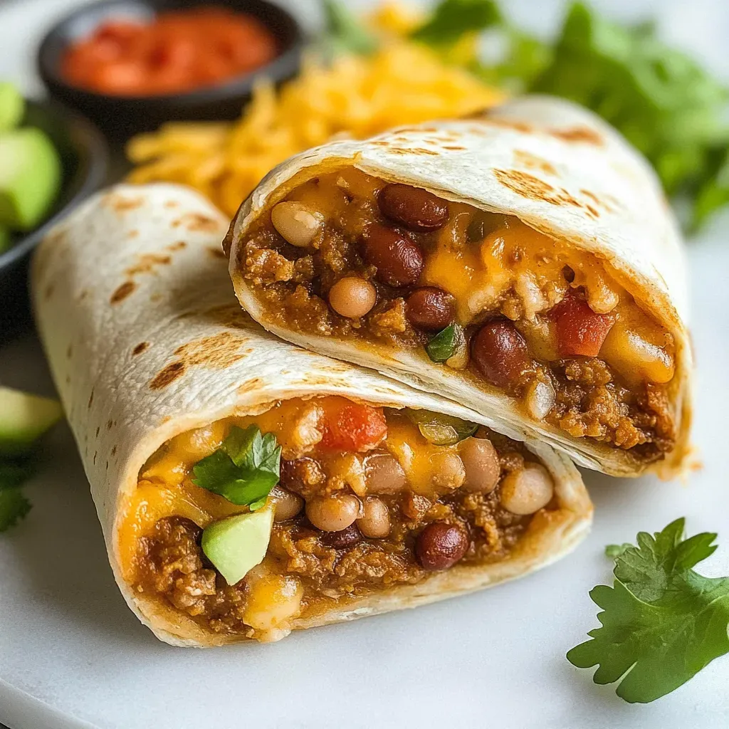 Savory Cheesy Bean Burritos