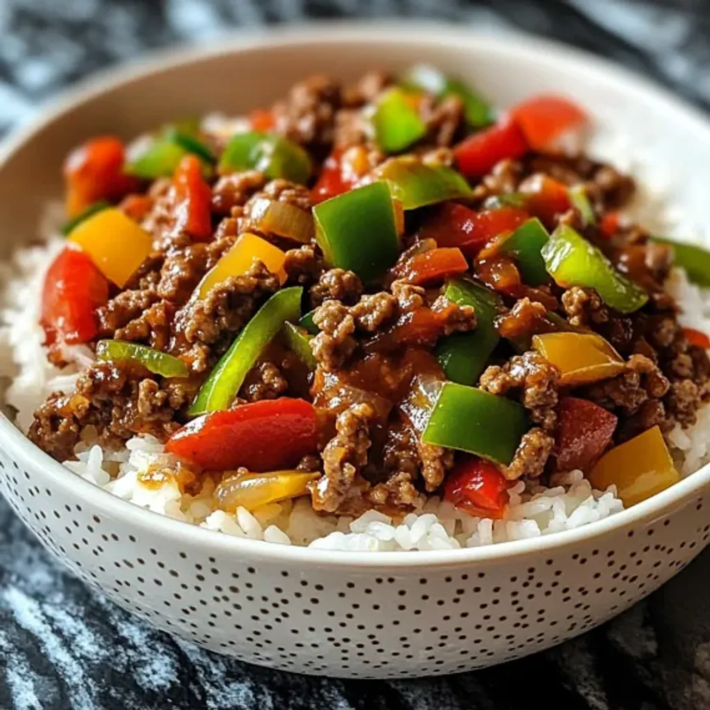 Savory Pepper Beef Rice Bowl