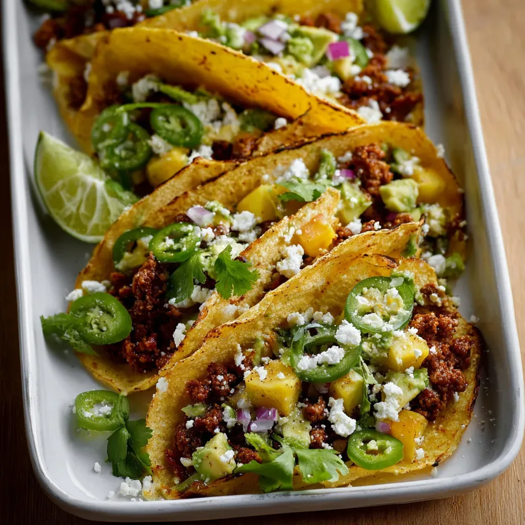 Spicy Chorizo Tacos with Fresh Mango and Avocado