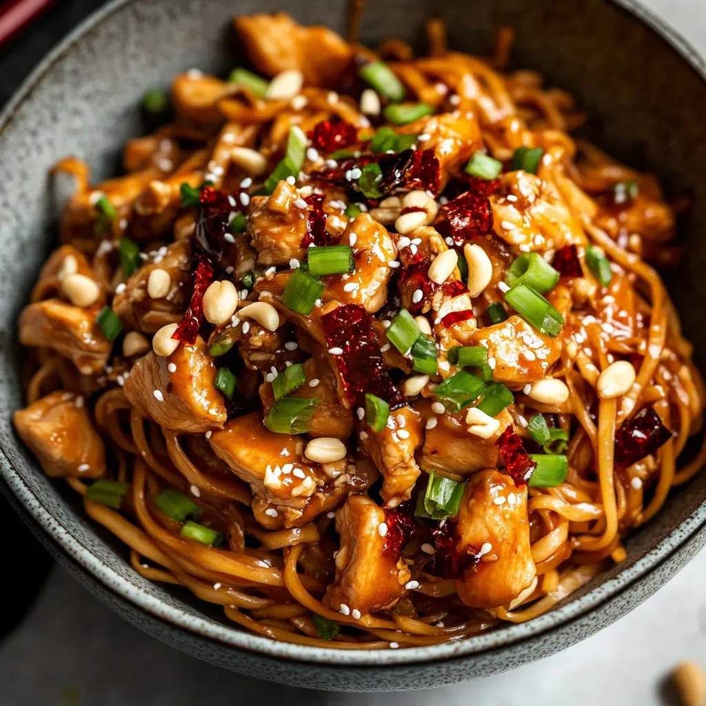 Spicy Kung Pao Chicken Noodles - Easy Recipe