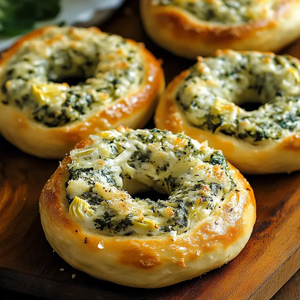 Spinach Artichoke Bagels with Cheesy Goodness